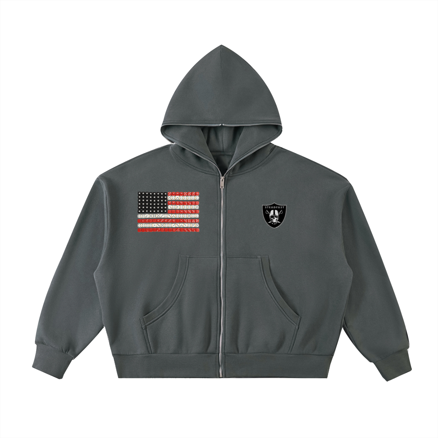 Fleeced Full-Zip Boxy Hoodie