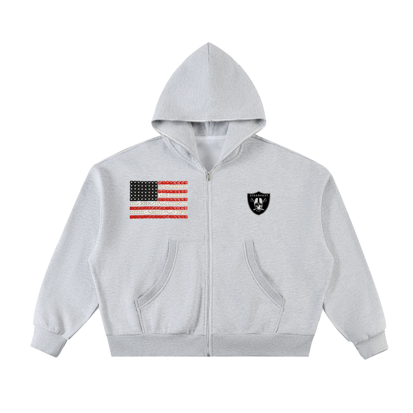 Fleeced Full-Zip Boxy Hoodie