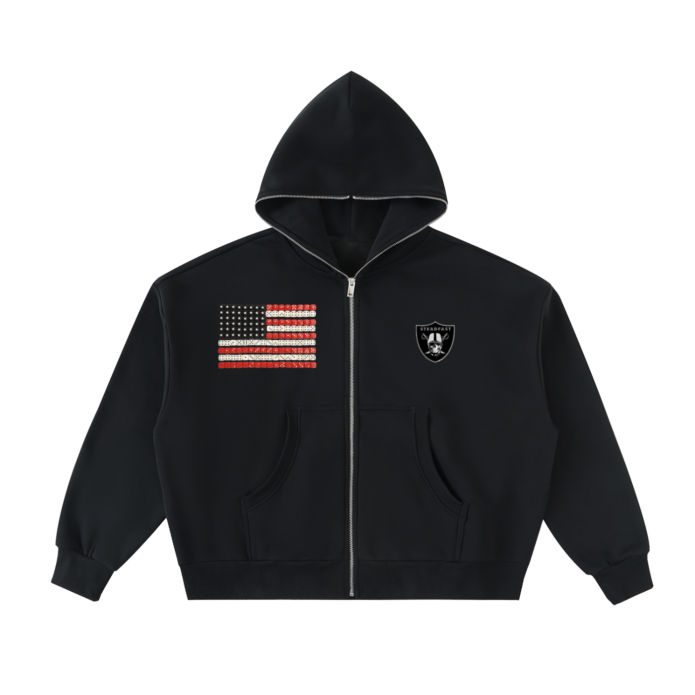 Fleeced Full-Zip Boxy Hoodie