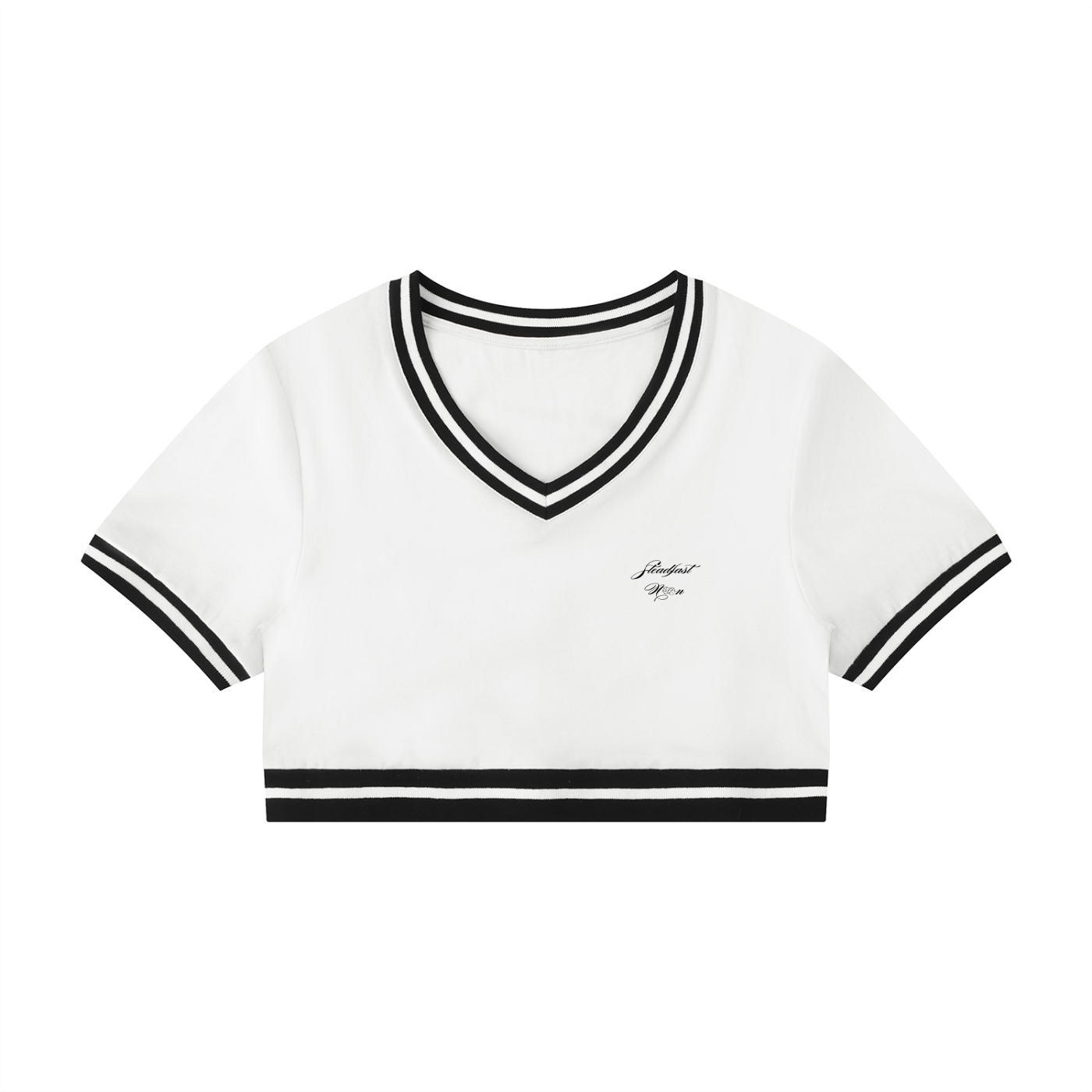 Women's Color Block V-Neck Crop T-Shirt